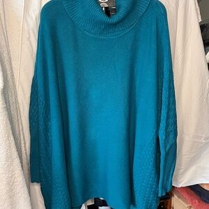 Teal Cowl Neck Women's Tunic style Sweater